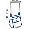 Darbastalio stovai, 130 cm, 2 vnt., reguliuojamo aukščio, sulankstomi, kojelės, laikikliai, atramos
