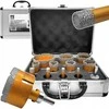 Deimantinių grąžtų rinkinys porceliano plytelėms, M14, 6-68 mm, 11 vnt., su HEX adapteriu, sausam gręžimui, plytelių grąžtai