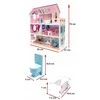 Doll House Medinis lėlių namas, 3 aukštų, su LED apšvietimu ir baldų komplektu