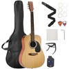 Dreadnought akustinė gitara, 1041.4 mm eglės viršus, raudonmedžio korpusas, pradedančiųjų gitaros komplektas su dėklu