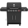 Dujinė kepsninė, 6 degikliai + infraraudonųjų spindulių šoninis degiklis, 19.5 kW, juodo plieno, lauko/sodo, nešiojama, šeimyninė, BBQ grilis