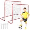 Dveji futbolo vartai vaikams, raudoni, plieniniai, sodo, 122x183x61 cm, futbolo varteliai, lauko žaidimams, treniruotėms
