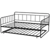 Vevor Dvigulė metalinė lova su ištraukiama dalimi, 2in1 daugiafunkcinė sofa lova, juoda, svečių lova
