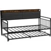 Vevor Dvigulė metalinė sofa-lova su ištraukiama lova, USB ir daiktadėže, juoda. Sofa lova, dvivietė lova, svečių lova