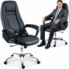 Ekologinės odos biuro kėdė, reguliuojamo aukščio, ergonomiško dizaino, chromuotas pagrindas, patogus sėdėjimas