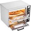 Elektrinė krosnelė Elektrinė picos krosnelė, dviejų aukštų komercinė stalviršio, 450℃ maks. temp., nepriklausomas valdymas, vidaus krosnelė namams ir restoranams
