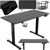 Elektrinis žaidimų stalas Shadow Gamer 1.0, juodas, 120 cm, reguliuojamas aukštis, ergonomiškas žaidimų stalas, kompiuterio stalas, konsolės stalas
