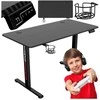 Elektrinis žaidimų stalas Shadow Gamer 1.0, juodas, 120 cm, reguliuojamas aukštis, ergonomiškas žaidimų stalas, kompiuterio stalas, konsolės stalas