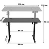 Elektrinis žaidimų stalas Shadow Gamer 1.0, juodas, 120 cm, reguliuojamas aukštis, ergonomiškas žaidimų stalas, kompiuterio stalas, konsolės stalas
