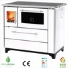 Emaliuota malkinė viryklė, 5 kW, su orkaite, atitinkanti Eco Design 2022, balta virtuvės viryklė, efektyvus šildymas ir maisto gaminimas