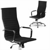 Ergonomiška biuro kėdė, modernaus dizaino, juoda dirbtinė oda, reguliuojamas aukštis, pasukama kėdė namų biurui