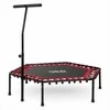 Fitneso batutas, su rankena, 127 cm šešiakampis, raudonas mini batutas namų naudojimui