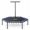 Fitneso batutas su rankena, 127 cm šešiakampis, mėlynas mini batutas namų naudojimui, vidaus kardio batutas