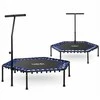 Fitneso batutas su rankena, 127 cm šešiakampis, mėlynas mini batutas namų naudojimui, vidaus kardio batutas