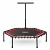 Fitneso batutas, su rankena, 127 cm šešiakampis, raudonas mini batutas namų naudojimui