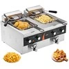 Gruzdintuvė Komercinis elektrinis gilus fryer restoranui, dvigubas bakas 8.5 litrų, 3000W stalviršis fryer, reguliuojama temperatūra gilus riebalų fryer, didelės talpos komercinis fryer