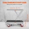 Hidraulinis žirklinis kėlimo stalas vežimėlis, 230 kg galia, 720 mm kėlimo aukštis, rankinis keltuvas su 4 ratais ir neslystančiu padu, sandėlio įranga medžiagų krovimui