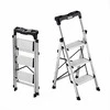 Home Ladder 3 laiptelių aliuminio kopėčios, sulankstomos ir nešiojamos, platūs neslystantys laipteliai, patogi rankena, 150 kg keliamoji galia, sidabrinės buitinės kopėčios virtuvei ir biurui