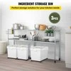 Ingredientų dėžė 40 l, miltų laikymo dėžės su ratukais, PP, 3 vnt. rinkinys, balta, su samteliu ir stumdomu dangčiu, komercinės, maisto produktų laikymo talpos