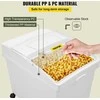 Ingredientų dėžė 40 l, miltų laikymo dėžės su ratukais, PP, 3 vnt. rinkinys, balta, su samteliu ir stumdomu dangčiu, komercinės, maisto produktų laikymo talpos
