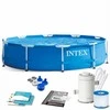Intex Karkasinis sodo baseinas, 305 x 76 cm, su pompa ir filtru, apvalus šeimos baseinas, lengvai surenkamas baseinas, vasaros lauko baseinas