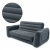 Intex Veliūrinė pripučiama sofa-lova 2-in-1, su elektrine pompa, patogūs svetainės baldai, pilka sofa-lova