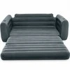 Intex Veliūrinė pripučiama sofa-lova 2-in-1, su elektrine pompa, patogūs svetainės baldai, pilka sofa-lova