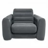 Intex Vienvietė pripučiama kėdė, patogus gultas su puodelio laikikliu, pilka PVC kėdė, skirta naudoti patalpose, sulankstoma pripučiama sofa