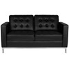 Juoda dirbtinės odos laukiamojo sofa, moderni priėmimo sėdynė, 2 vietų sofa laukiamiesiems