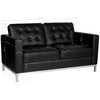 Juoda dirbtinės odos laukiamojo sofa, moderni priėmimo sėdynė, 2 vietų sofa laukiamiesiems