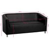 Juoda laukiamojo sofa, modernus priėmimo sėdėjimas, patvari dirbtinės odos sofa laukiamiesiems, 3 vietų priėmimo sofa