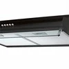Juodas gartraukis po spintele, 60 cm virtuvinis gartraukis, efektyvus riebalų filtras, moderni virtuvės ventiliacija, recirkuliacinis gartraukis, ištraukiamasis ventiliatorius