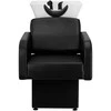 Juodas plaukų plovimo įrenginys, profesionali salono šampūno stotis, patogus kirpyklos praustuvas, juoda kirpyklos įranga