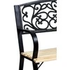 Juodo metalo ir ketaus sodo suoliukas su mediniu sėdynės pagrindu, 120 cm, lauko baldai, parkui, terasai