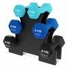 4Fizjo Ketaus hantelių rinkinys, 12 kg, namų fitnesui, jėgos treniruotėms, šešiakampiai hanteliai, įvairiaspalviai svoriai