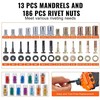 Kniedžių veržlių įrankis 16", 13 antgalių, 186 kniedės, pusiau automatinis, kniediklis, kniedžių įstatymo įrankis