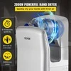 Komercinė džiovintuvas rankoms HEPA filtru, sidabrinis automatinis, elektrinis, sieninis rankų džiovintuvas