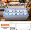 Komercinė ledų vitrina, 567 L talpa, 12 didelių indų, mobilus šaldiklis stikliniu viršumi, gelato šaldymo vitrina restoranams, šaldymo įranga