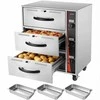 Komercinis elektrinis 3 stalčių maisto šildytuvas, nerūdijančio plieno pastatoma šildoma spintelė restoranams ir kepykloms, 30-85°C temperatūra, profesionali virtuvės įranga