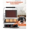 Komercinis paninis grilis 2200W, elektrinis sumuštinių keptuvas, nerūdijančio plieno presas, 34x23 cm rifliuota emaliuota plokštė, temperatūros reguliavimas, profesionalus kontaktinis grilis