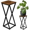 Konel Rustic metalinis gėlių stovas su mediniu viršumi, 62 cm