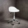 Kosmetinė kėdutė Lomo balta, reguliuojamas aukštis, 360° pasukama, grožio salonui, kirpyklai, manikiūrui, pedikiūrui