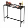 Lauko baro stalas, 100 x 37.5 cm, terasai ir vidaus naudojimui, vandeniui atsparus viršus ir tvirtas metalinis rėmas, terasos baro stalas, baro aukščio valgomasis stalas, stačiakampis baro stalas, lauko baldai