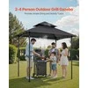 Lauko grilio pavėsinė, BBQ pastogė su šoninėmis lentynomis, 2.43 x 1.5 metro terasos grilio stogelis, sodo grilio pavėsinė kiemui, plieninė BBQ pavėsinė su kabliukais