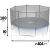 Lauko trampolinas 404 cm su apsaugos tinklu ir kopėčiomis, didelis batutas, kiemo batutas, vaikiškas batutas
