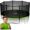 Lauko trampolinas 435 cm su apsauginiu tinklu ir kopėčiomis, didelis trampolinas, sodo trampolinas su apsauginiu tinklu, lauko šokinėjimo trampolinas