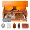 Lazerinis graviruoklis medienai odai stiklui metalui, 20W uždara lazerinio pjovimo mašina, 300x300mm darbinis plotas, 7000mm/min graviravimo greitis, 1 klasės sauga, CNC staklės