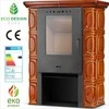 Malkomis kūrenama krosnelė, laisvai pastatomas židinys, medaus spalvos, 6 kW nominali galia, atitinka ECO Design 2022, efektyvus malkų šildytuvas