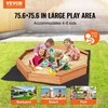 Medinė smėlio dėžė su dangčiu vaikams, aštuonkampė smėlio dėžė su sėdynėmis, lauko žaidimų zona kiemui, paplūdimiui, parkui, 3-12 metų