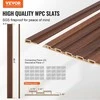 Medinės akustinės panelės 8 vnt., 2450x166x9 mm WPC sienų panelė, tamsiai tikmedžio spalvos garso izoliacinė sienų panelė